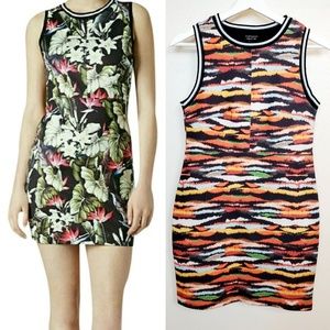 Topshop Bodycon Dress in Orange Multicolor